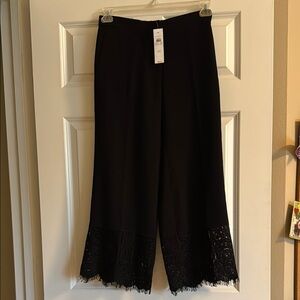 Ann Taylor Black Wide Leg Pants with Lace Trim